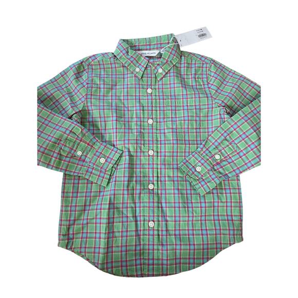 Janie and Jack Long Sleeve Green Plaid Shirt - Picture 1 of 4
